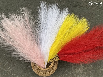 Cành cỏ lau nhiều màu sợi nhân tạo [Sợi tơi - Bung đều] D40-80cm CANHLA-08